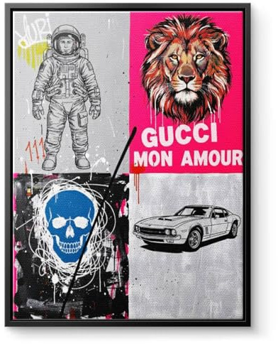 CANVEO Pop Art Poster, Comic Leinwand Bild, Street Art Kunstdruck, Wanddeko Wohnzimmer Schlafzimmer, Mixed Media Wandbild