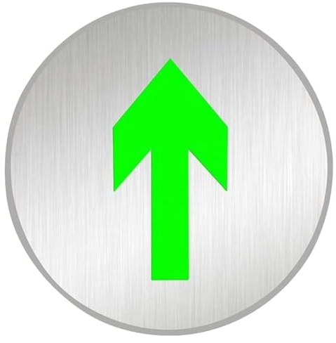 Homoyoyo Notausgangsschild Selbstleuchtend Edelstahl 180mm Bodenschild Fluoreszierend Brandschutz Evakuierungsmarkierung für Industrie und Arbeitssicherheit