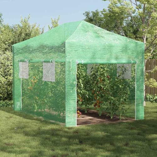 Nqyjm Serra da giardino con telaio pop-up verde, 280 x 410 x 315 cm, serre da giardino in ferro per pomodoro, per giardino, allevamento, terrazza, esterno