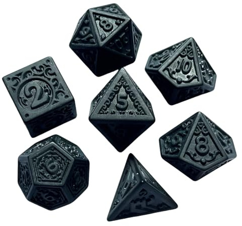 ZZHBOO 7 Brettspielwürfel Set, Akryl Retro Würfel Mit Ausgeschnittenen Zahlen, DIY Mehrseitige Spielwürfel Für Gesellschaftsspiele, Schwarz