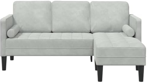 XHNIFBN Kleines Ecksofa Hellgrau 173x131x67 cm aus Samt und Polyester mit modularem Design und Holzrahmen Couch für Wohnzimmer Jugendzimmer Studio