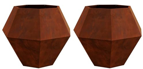 mtlskopl Lot de 2 pots de fleurs, 100 x 100 x 80 cm, aspect rouille, en acier Corten résistant aux intempéries, pour jardin, terrasse et balcon, montage facile