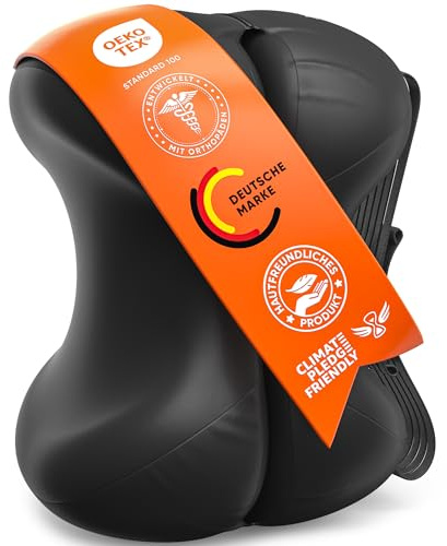 Healthfix Kniekissen für Seitenschläfer, orthopädisches Beinkissen zum Schlafen mit Gurt, 2-teilig aus Memory Foam, kühlender waschbarer Bezug (Schwarz)
