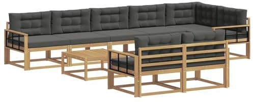 vidaXL Outdoor-Sofagarnitur 9 pcs Weiß und Anthrazit 79 x 79 x 37 cm, Patio-Sitzgruppe, modernes Outdoor-Sofa, langlebige Gartenmöbel, wetterfestes Lounge-Set für die Terrasse