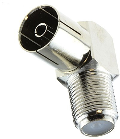 kenable Right Angle Satellite F Type Screw Female to RF Female Socket Adapter | Metal Construction | Nickel Plated | Aerial Coax Connector