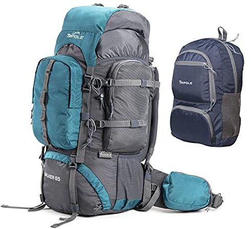 Tripole Walker 65 Litre Rucksack with Foldable Day Pack | Backpack for Trekking, Hiking and Backpacking | Laptop Sleeve | Rain Cover | Internal Frame