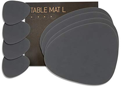 Lind DNA - Geschenkset Curve L, Nupo anthrazit (4 Tischsets + 4 Glasuntersetzer)