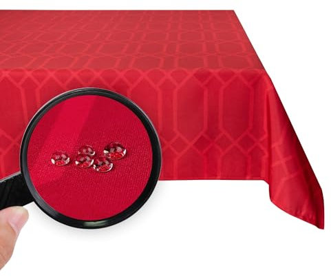 Valia Home Tischdecke mit Teflonbeschichtung für Innen- & Außenbereich anwendbar Wasser & Schmutzabweisend Dank verlässlichem Lotuseffekt - 140 x 200 cm rot