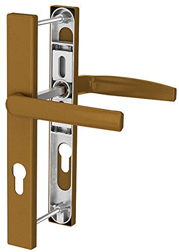 Premium Drückergarnitur Victory DHS 92mm - Rechteckig - Griff-Flachgriff, Farbe:Gold F4, Schildbreite:36mm