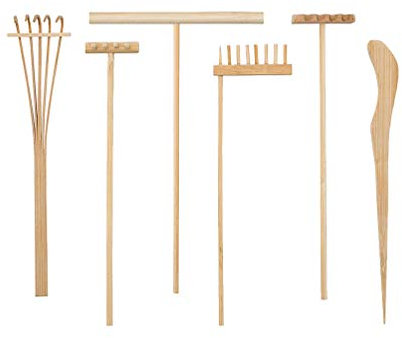 Healifty 1set Mini Rake Bambù Per Giardinaggio e Bonsai Accessori Per Tea Set e Decorazioni Da Scrivania Per Piante Vaso e Piccoli Giardini