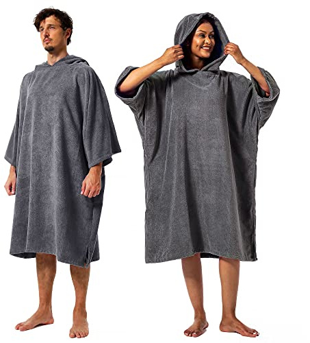 Winthome Changing Bath Robe, Surf Poncho Towel with hooded (XL, Grey)