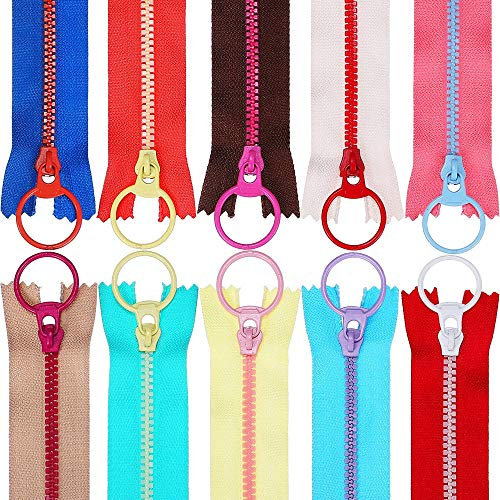 Copiel Harz Reißverschlüsse,Coil Reißverschlüsse 20 stücke Bunten Reißverschluss mit Ring Quoit für Schneider Nähen Handwerk Tasche Kleidung (30cm 20stücke)