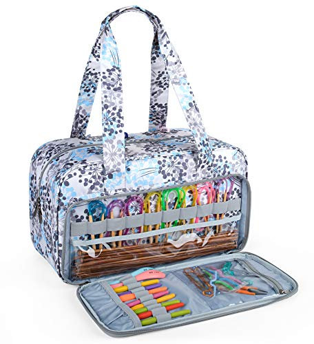 CURMIO Borsa porta filati, borsa tote per uncinetto, progetto di lavoro a maglia e accessori, ideale per principianti all'uncinetto e amanti del lavoro a maglia, solo borsa, Dente di leone