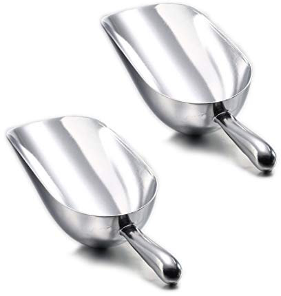 Eisschaufel 2er-Set, Edelstahl Kleiner Abwiegeschaufel Mehlschaufel Futterschaufel Sackschaufel Abfüllschaufel für Küche, Bar, Buffet, Party, Vielseitig & Spülmaschinenfest