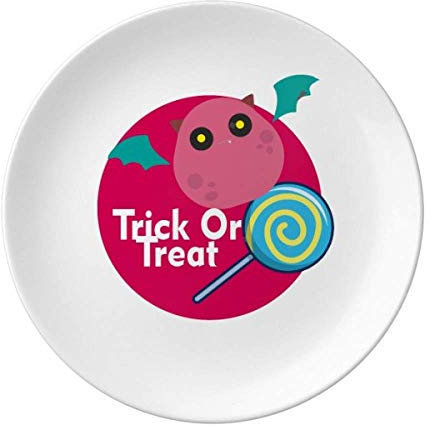 Assiette décorative en porcelaine pour Halloween Bonbon Happy Trick