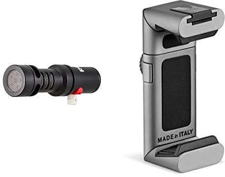 Rode Microphones VMMLMicrofono direzionale compatto iOS con connettore Lightning VideoMic Me-L, 19,5dBA & Manfrotto MTWISTGRIP Twistgrip Morsetto Universale per Smartphone