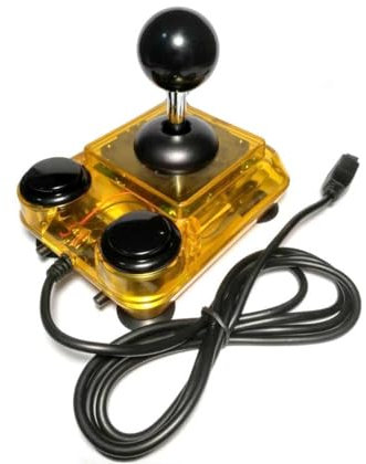 ArcadeR Joystick estándar de 9 pines compatible con Atari, Commodore, Sega, etc., Colores:Transparent gelb