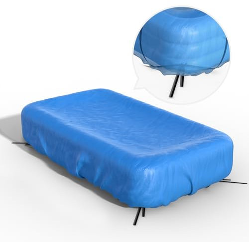 Reinmoson Copertura rettangolare per piscina in PE a 5 strati blu, adatta per piscine sotto i 330,2 cm di lunghezza x 182,9 cm di larghezza, telaio gonfiabile e in metallo, riscaldatore solare extra