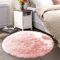 Latepis Tapis Rond Rose 200 cm Grand Tapis Salon pour Chambre à Coucher Shaggy Chaud en Peau de Mouton en Fausse Fourrure Lavable