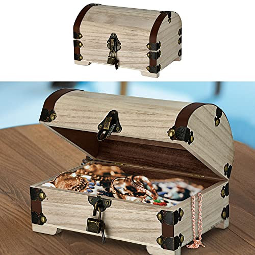 Cepewa Holztruhe mit Deckel und Schloss │ Holz 21,5x15x13,5cm Beschläge Kiste │ Truhen zur Aufbewahrung Schatztruhe Holzkiste (1 x Holztruhe)