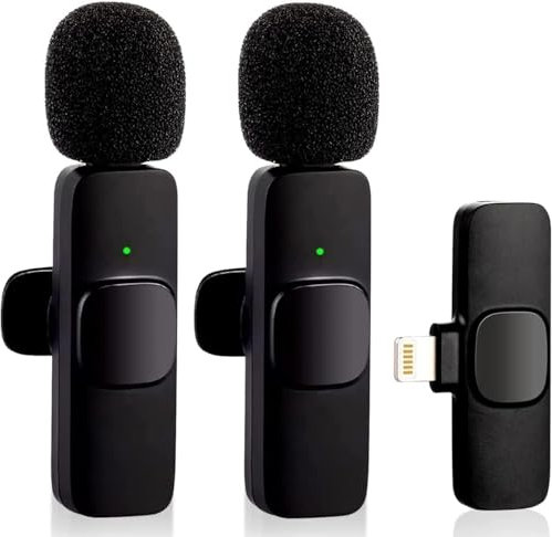 VMKLY Micro sans fil iPhone et iPad - Micro-cravate sans fil Plug-Play - 2 micros enregistrement vidéo sur téléphone, interview, Vlog - Synchronisation automatique et réduction du bruit brown K30