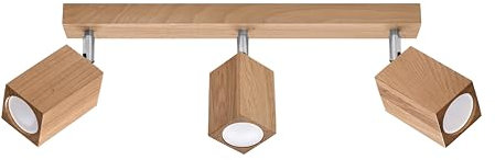 SOLLUX Wandleuchte KEKE Dreifachleuchte Naturholz Wandbeleuchtung LED Leuchtmittel Geometrisch Minimalistisch Einfache Montage Farbe Eiche 45x5x20 cm
