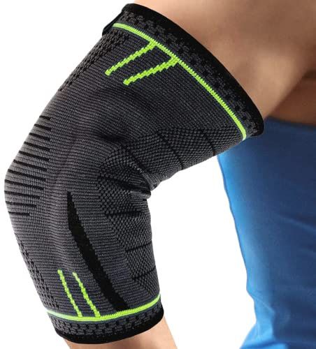 AGILE NOW® Ellenbogenbandage Upgraded stabilisiert & schützt die Gelenke – rutschfeste Tennisarm Bandage mit Curved-Gel-Pads – geeignet für alle Sportarten wie Tennis, Gewichtheben & Golf (M | Grün)