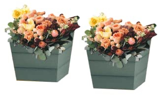 Winawood Maison and Garden Polymer Wood Effect Zero Maintenance Recyclable and Fully Weatherproof Set of 2 Small Planters (32 x 40 x33cm) - Duck Egg Green