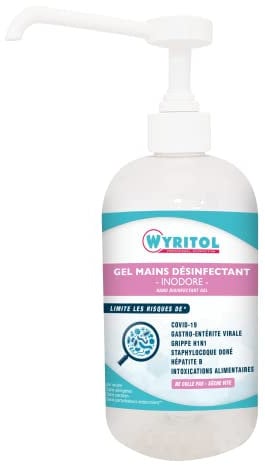 WYRITOL - Gel hydroalcoolique 500ml – Désinfectant mains - Formule naturelle - Antibactérien et virucide - 70,2% Ethanol - Fabrication française