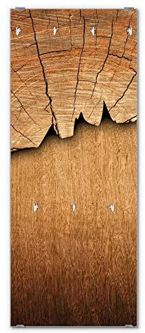 banjado® Wandgarderobe aus Echtglas/Design Garderobe 50 x 125 cm groß/Flurgarderobe mit 7 Haken/Beschreibbares Garderobenpaneel Motiv Holz
