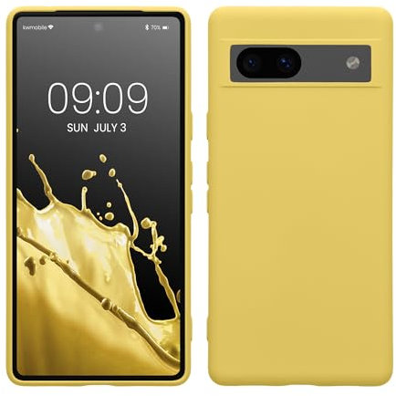 kwmobile Custodia Compatibile con Google Pixel 7a Cover - Back Case per Smartphone in Silicone TPU - Protezione Gommata - giallo radiante