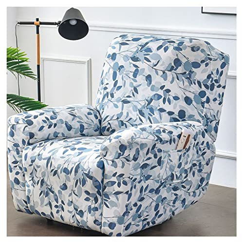 Stretchhusse für Relaxsessel Sesselbezug, 4/6/8-Teilig Sesselschoner Sesselauflage Relax mit Armlehnen Beige/Blau Sessel Überwurf Bezug Hochlehner Relaxsessel Mit Elastischem Boden ( Color : #17 , Siz