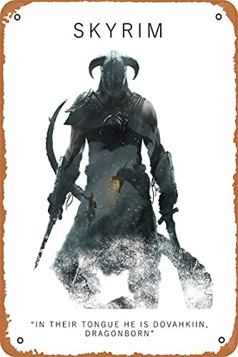 Wanddekor-Schild – Skyrim-Poster – 20,3 x 30,5 cm, Vintage-Metallschild, Bar, Männerhöhle, Kunst-Dekoration