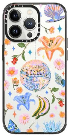 CASETiFY Compact iPhone 13 Pro Case [2X Military Grade Drop Tested / 4ft Drop Protection] - Disco Magic - Clear Black