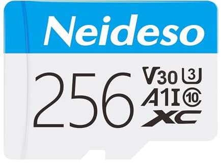 Neideso 256GB Memory Card UHD Video High Speed Transfer Monitoring SD Card for Dash Cams, Body Cams, Action Camera, Surveillance & Security Cams, Blue