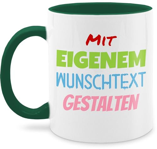 Tasse Tassen 325ml - Aufdruck selbst gestalten - Wunschtext I Mit eigenem Text personalisiert I Custom Text - 325 ml - Dunkelgrün - arbeitstassen paartassen personalisierte beschriften