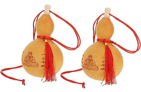 LIFKICH 2pcs Natural Gourd Ornaments Decorative Craft Pendants for Home Decor Traditional Chinese Gourd Hanging Decor Unique Tabletop Decoration for Gifting and Collection