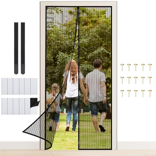 Fentar Fliegengitter Tür, Fliegengitter Magnet 100x210cm, Insektenschutz Balkontür, Magnetisches Fliegengitter Schiebetür Ohne Bohren mit Klettverschluss Mückenschutz für Balkontür Schiebetür