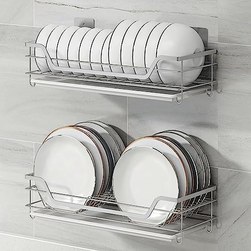 NOALED Escurreplatos para Colgar, Escurridor de Acero Inoxidable 304 montado en la Pared, Organizador de Cocina Colgante, Escurridor de Platos con Bandeja de Drenaje Sepa