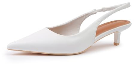 Womens Court Shoes Slingback Low Kitten Heels Fashion Sandals Ladies Pointed Toe Evening Party Classic Work Dress Party Wedding Graduation Occasion Heeled Closed Toe Pumps Wide Fit
