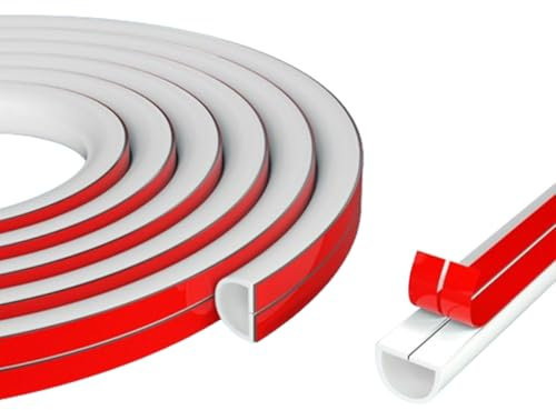 PVC Soft Adhesive Tape Cable Duct,White Cable Trunking,Self-Adhesive Flexible Cord Cover,Hidden Cable Harness Gutter,Half Round Cable Cover for Protecting Cables Exposed on Floor Walls. (1m)