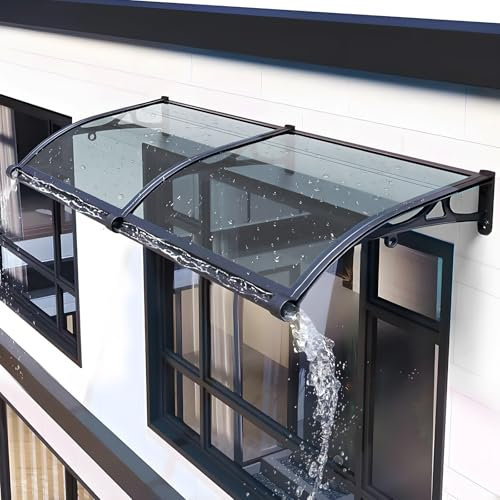 Window Door Awning, Polycarbonate Outdoor Awnings for Sun Shutter, UV, Rain and Snow Protection, Awnings Exterior for Porch/Patio/Deck
