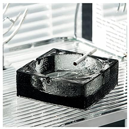 DLSMY Multifonctionnel Grand cendrier carré en Verre pour éviter Les Cendres Volantes cendriers à cigares extérieurs pour intérieur 14,5 x 14,5 x 5 cm / 5,7 x 5,7 x 2 Pouces Réutilisable