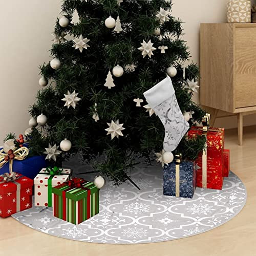 Homgoday Gonna dell'albero di Natale di lusso e calzino Tessuto Bianco 150cm Gonna dell'albero di Natale, Tappeto albero di Natale per Natale Festa di Capodanno Vacanza a casa Decorazione
