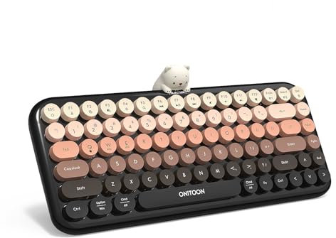 Tastiera Bluetooth wireless per iPad/Tablet/Laptop/PC/Windows/Mac, tastiera retrò per macchina da scrivere con tasti rotondi colorati, simpatico orso magnetico, supporto multi-dispositivo, connessione