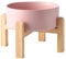 Welloyed 8'' Ceramic Raised Dog Bowl - 70Oz Dog Food & Water Bowl with Elevated Non-Slip Bamboo Stand, Dishwasher & Microwave Safe, Anti Vomiting Heavy Duty Pet Bowl for Medium and Large Dogs, Pink