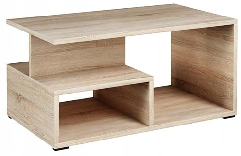 MATKAM Couchtisch PRIMA EX3 H45 x B90 x T51 cm, Elegantes Aussehen, Einfache Montage (Sonoma Eiche)
