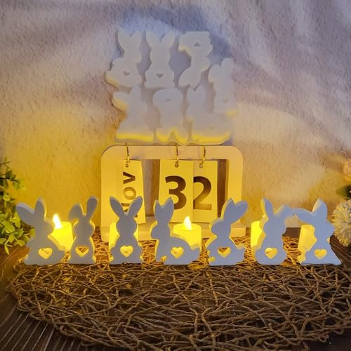 FZQBEY Silikonformen Gießformen Ostern, 7 Stück Silikonform Hase, Silikon Gießform Ostern, Silikonform Osterhase für Sojawachs Kerzen, Gips, Seifen, Osterdeko, Ostergeschenke