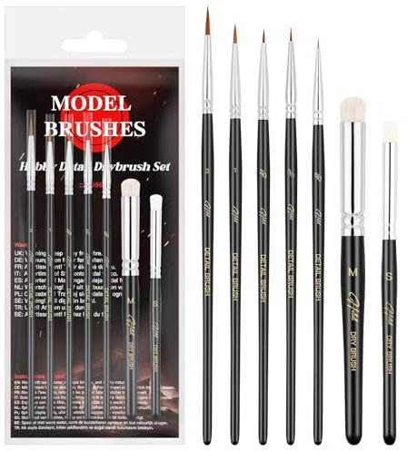 HOTUT Fine Detail Brushes with Wooden Handles,7 Pcs Miniature Paint Brushes,Fine Miniature Artist Painting Brushes,Miniature Brush for Fine Detailing&Art Painting,Acrylic,Watercolour,Oil,Figures,40k