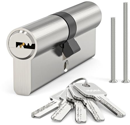 MANICAF Profilzylinder, Schließzylinder 40/40, Euro-Zylinder-Schloss, Zylinderschloss Messing-Zink-Legierung, Tür-Trommel-Schloss, mit 5 Schlüssel